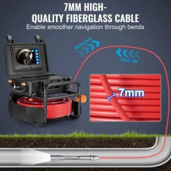 VEVOR Sewer Camera, 165 ft/50m, Self-Leveling Drain Camera with 512Hz Transmitter, Distance Counter, 9" Screen 1080P HD Snake Plumbing Camera with Lights-12 LED & 32GB Card for Duct Pipe