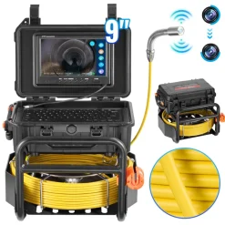 VEVOR Sewer Camera, 230 ft/70m, Self-Leveling Drain Camera with 512Hz Transmitter, Distance Counter, 9" Screen 1080P HD Snake Plumbing Camera with Light-12 LED & 32GB Card for Duct Pipe