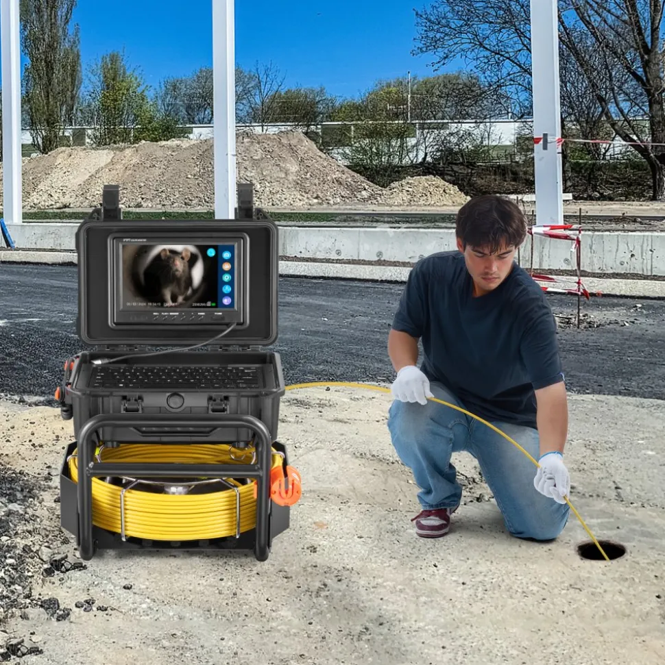 VEVOR Sewer Camera, 230 ft/70m, Self-Leveling Drain Camera with 512Hz Transmitter, Distance Counter, 9" Screen 1080P HD Snake Plumbing Camera with Light-12 LED & 32GB Card for Duct Pipe