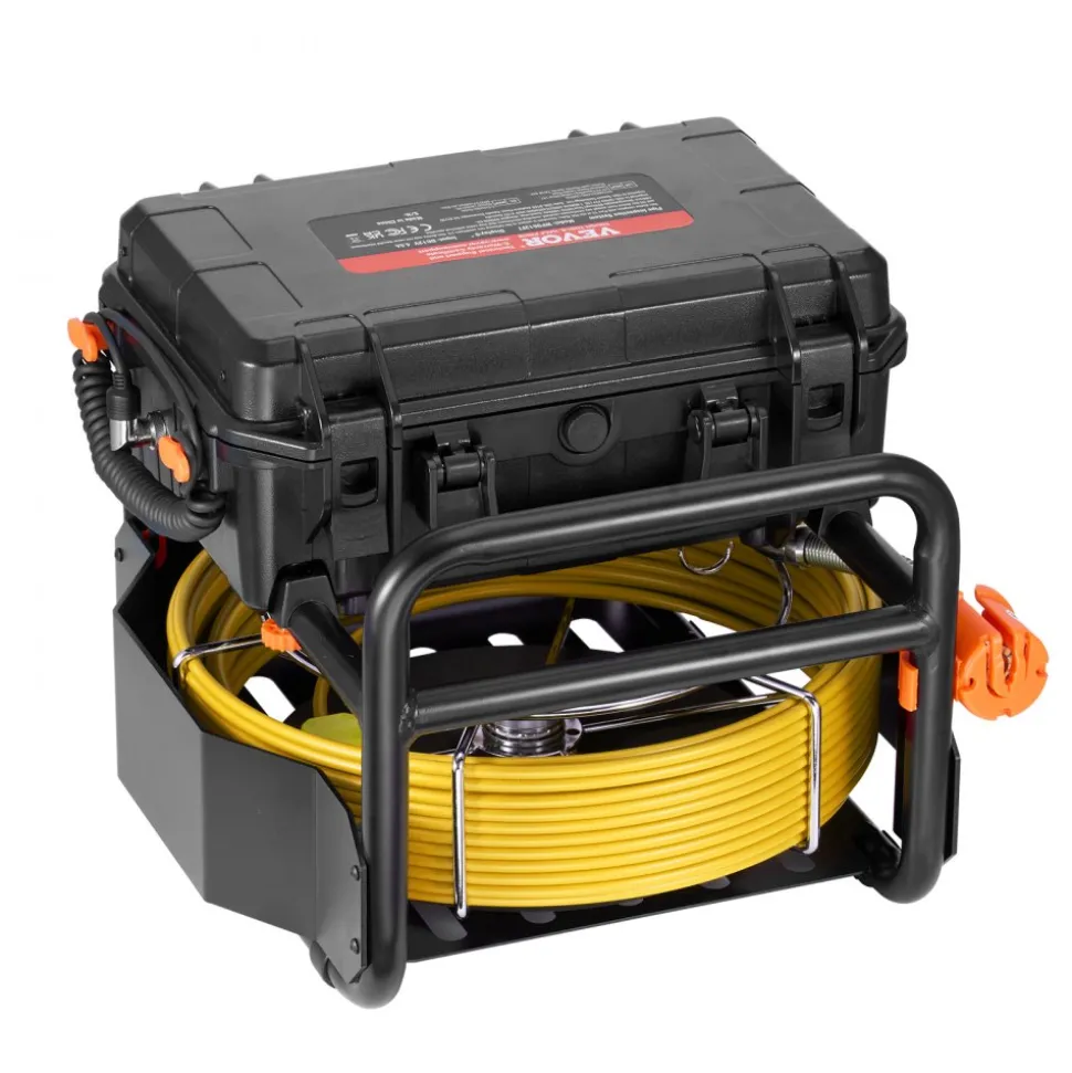 VEVOR Sewer Camera, 230 ft/70m, Self-Leveling Drain Camera with 512Hz Transmitter, Distance Counter, 9" Screen 1080P HD Snake Plumbing Camera with Light-12 LED & 32GB Card for Duct Pipe