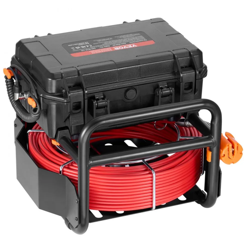 VEVOR Sewer Camera, 165 ft/50m, Self-Leveling Drain Camera with 10.1" Touchscreen, 512Hz Transmitter & Distance Counter, IP67 Snake Plumbing Camera with Lights-12 LED, 32GB Card for Duct Pipe