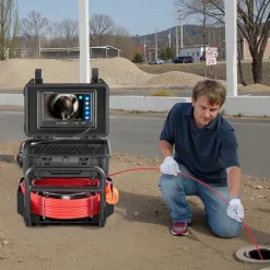 VEVOR Sewer Camera, 98 ft/30m, Self-Leveling Drain Inspection Camera with 4.3