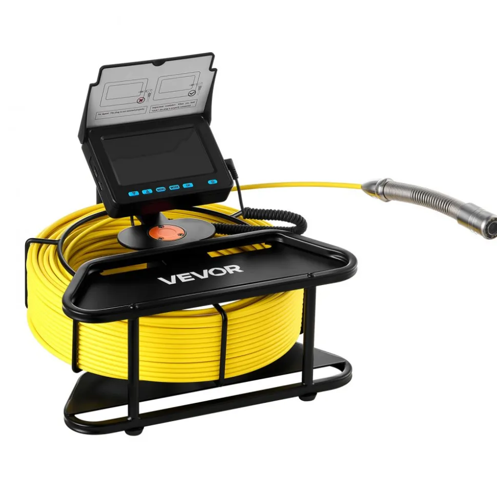 VEVOR Sewer Camera, 98 ft/30m, Self-Leveling Drain Inspection Camera with 9" 1080P HD Screen, 36X Zoom, IP68 Waterproof Plumbing Camera with Lights-12 LED, 32GB Card Snake Camera for Duct Pipe