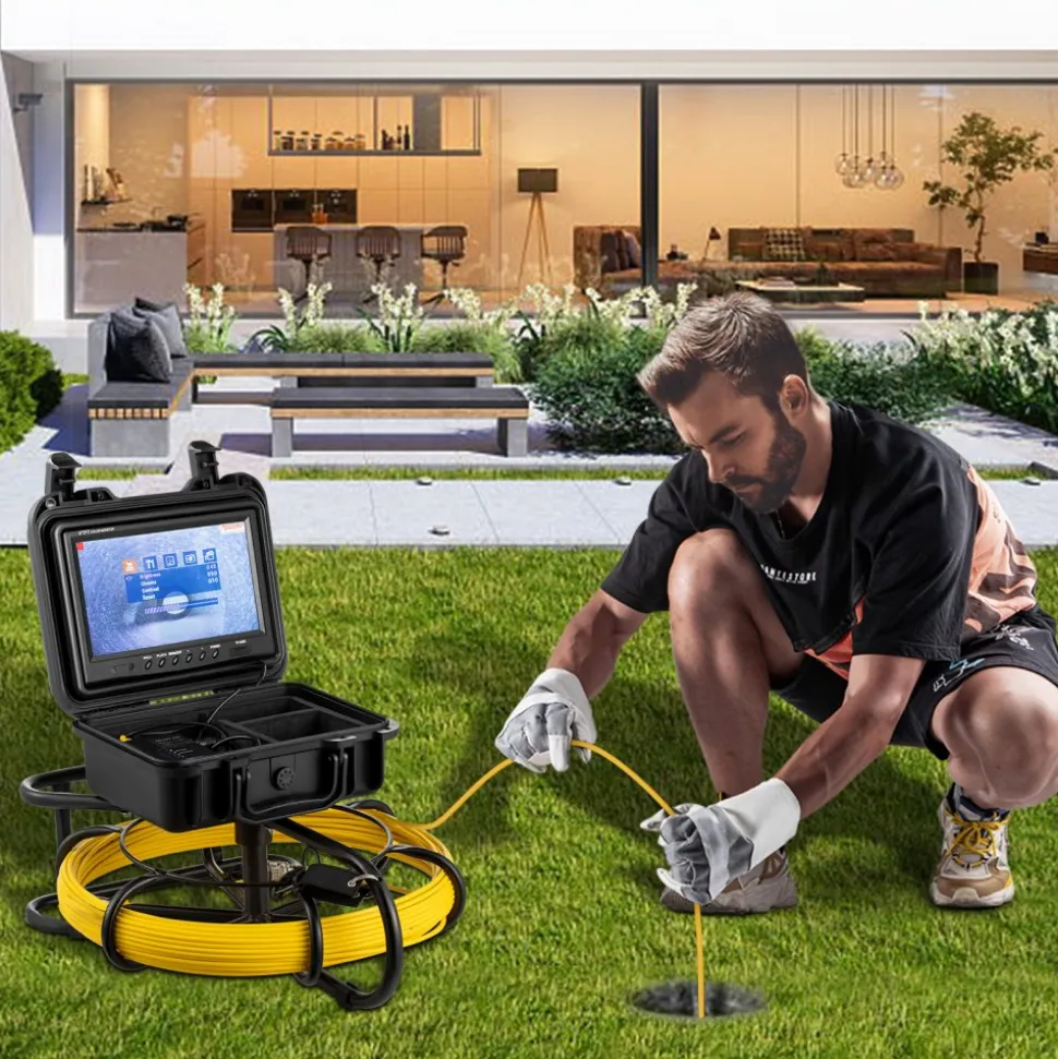 VEVOR Sewer Camera, 150 ft Pipeline Inspection Camera with 9-inch Screen, Waterproof IP68 Borescope Camera with 12 Adjustable LEDs, 16 GB SD Card, Industrial Endoscope for Sewer, Home, Duct Drain Pipe