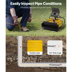 VEVOR Sewer Camera 30M Cable Pipeline Inspection Camera 11cm TFT LCD Monitor Pipe Camera Screen Waterproof IP68 Duct Inspection Camera with 6PCS LEDs 8500MAH Lithium Battery, DVR Function, 30M