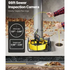VEVOR Sewer Camera 30M Cable Pipeline Inspection Camera 11cm TFT LCD Monitor Pipe Camera Screen Waterproof IP68 Duct Inspection Camera with 6PCS LEDs 8500MAH Lithium Battery, DVR Function, 30M