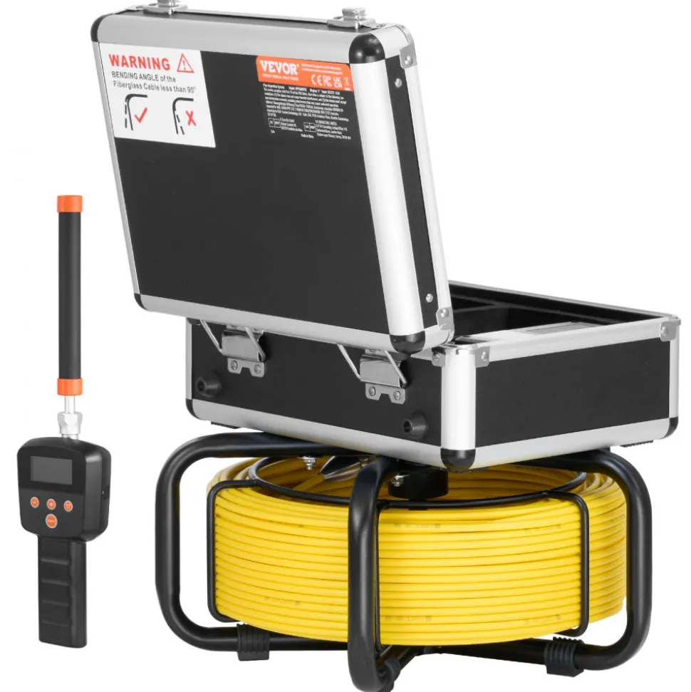 VEVOR Sewer Camera with 512Hz Locator, 98 ft/30 m, Self-Leveling Drain Inspection Camera with 9" 1080P HD Screen, 36X Zoom, Snake Plumbing Camera with Lights-12 LED, 32GB SD Card for Duct Pipe
