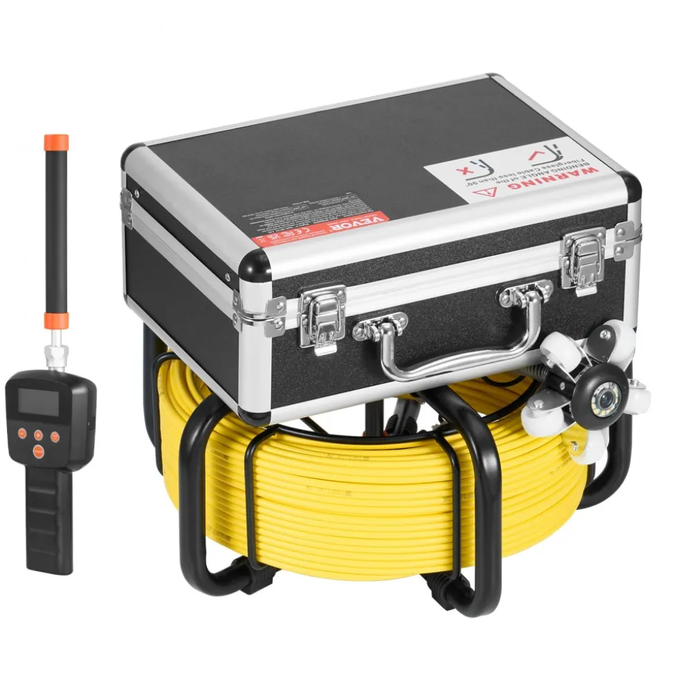 VEVOR Sewer Camera with 512Hz Locator, 98 ft/30 m, Self-Leveling Drain Inspection Camera with 9" 1080P HD Screen, 36X Zoom, Snake Plumbing Camera with Lights-12 LED, 32GB SD Card for Duct Pipe