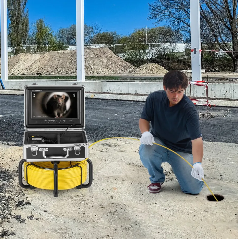 VEVOR Sewer Camera with 512Hz Locator, 98 ft/30 m, Self-Leveling Drain Inspection Camera with 9" 1080P HD Screen, 36X Zoom, Snake Plumbing Camera with Lights-12 LED, 32GB SD Card for Duct Pipe