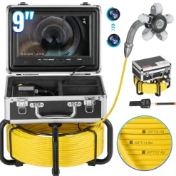 VEVOR Sewer Camera with 512Hz Locator, 98 ft/30 m, Self-Leveling Drain Inspection Camera with 9