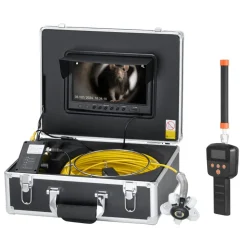 VEVOR Sewer Camera with 512Hz Locator, 98 ft/30 m, 9" Drain Inspection Camera with Self-Leveling, 36X Zoom, Plumbing Camera with Lights-12 LED, 32GB Card, IP68 Waterproof Snake Camera for Duct Pipe