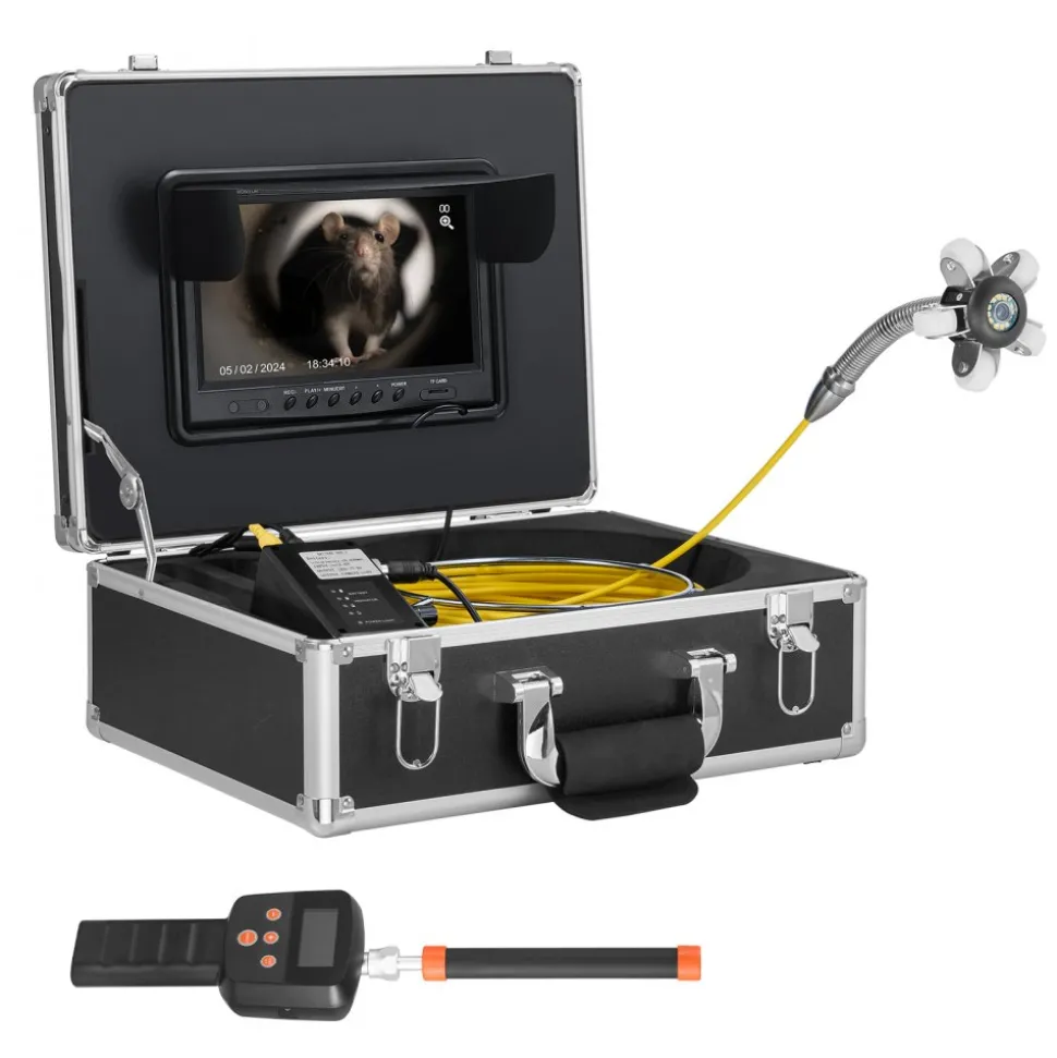 VEVOR Sewer Camera with 512Hz Locator, 98 ft/30 m, 9" Drain Inspection Camera with Self-Leveling, 36X Zoom, Plumbing Camera with Lights-12 LED, 32GB Card, IP68 Waterproof Snake Camera for Duct Pipe