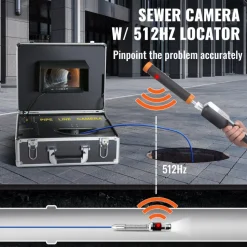 VEVOR Sewer Camera with 512Hz Locator, 131 ft/40 m, 7