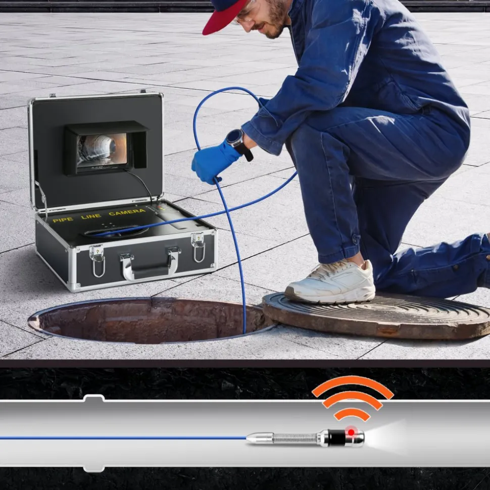 VEVOR Sewer Camera with 512Hz Locator, 131 ft/40 m, 7" Pipeline Inspection Camera with DVR Function, IP68 Camera with 12 Adjustable LEDs, A 16 GB SD Card for Sewer Line, Home, Duct Drain Pipe Plumbing