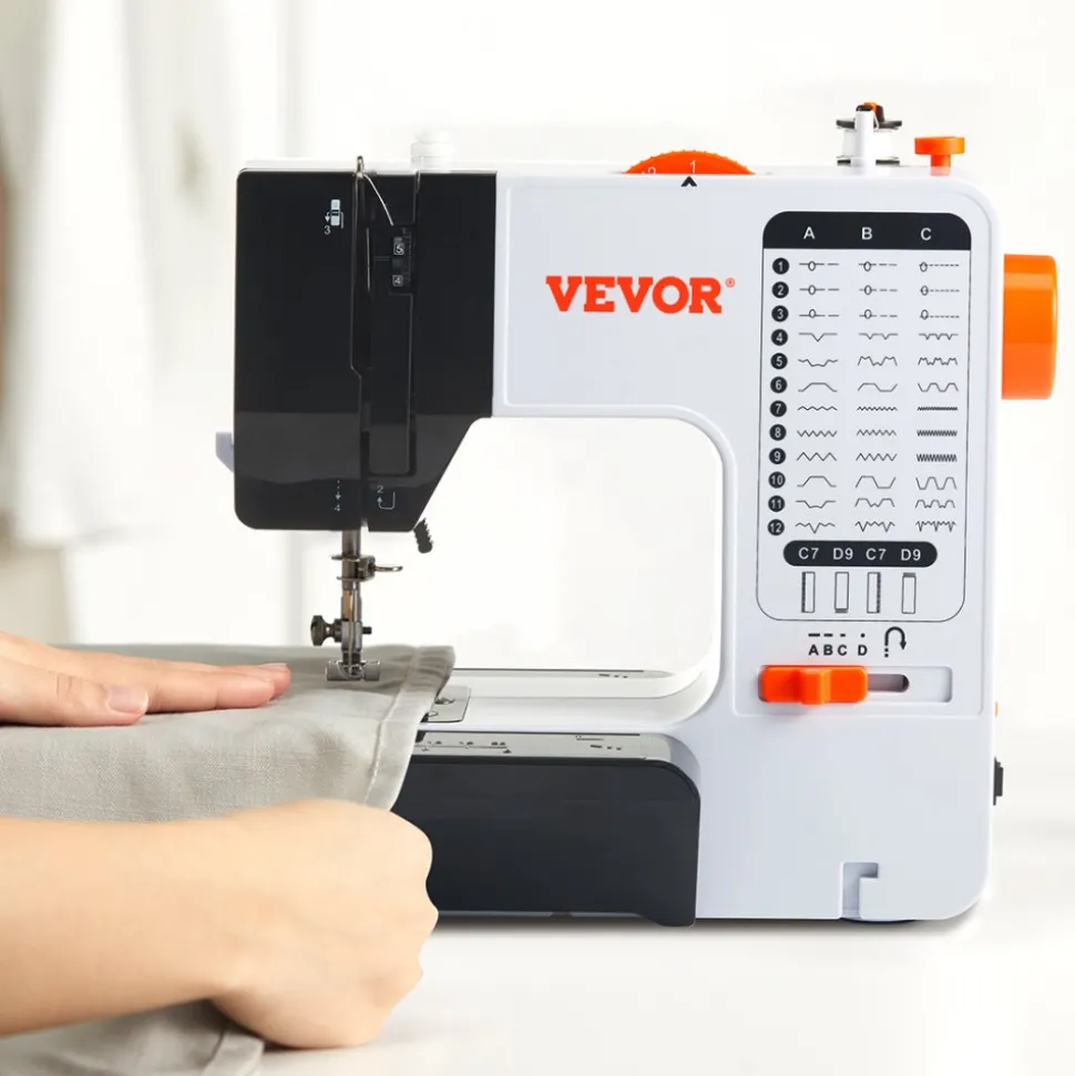 VEVOR Sewing Machine, Portable Sewing Machine for Beginners with 38 Built-in Stitches & Reverse Sewing, Dual Speed Sewing Machine with Extension Table Foot Pedal, Accessory Kit Family Home Travel