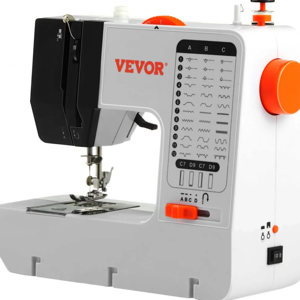 VEVOR Sewing Machine, Portable Sewing Machine for Beginners with 38 Built-in Stitches & Reverse Sewing, Dual Speed Sewing Machine with Extension Table Foot Pedal, Accessory Kit Family Home Travel