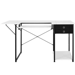 VEVOR Sewing Table, Multipurpose Sewing Machine Table with Drawers, Foldable Side Shelf, Adjustable Shelf, Steel Legs, Computer Desk for Home, Fashion Studio, Art Studio, Educational Institution