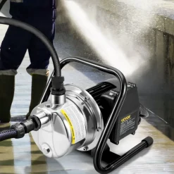 VEVOR Shallow Well Pump, 1.5 HP 115V, 1200 GPH 164 ft Height, 87 psi Max Pressure, Portable Stainless Steel Sprinkler Booster Jet Pumps for Garden Lawn Irrigation system, Lake Fountain, Water Transfer