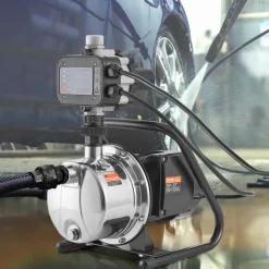 VEVOR Shallow Well Pump, 1HP 115V, 1200 GPH 145 ft Head, Portable Stainless Steel Sprinkler Booster Jet Pumps with Automatic Controller for Garden Lawn Irrigation system, Water Transfer