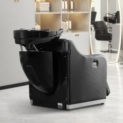 VEVOR Shampoo Backwash Chair, 661.4LBS Loading Barbershop Hair Washing Station with Electric Adjustable Footrest & Ceramic Bowl, Backwash Salon Shampoo Chair, Beauty Spa Hairdressing Massage Equipment