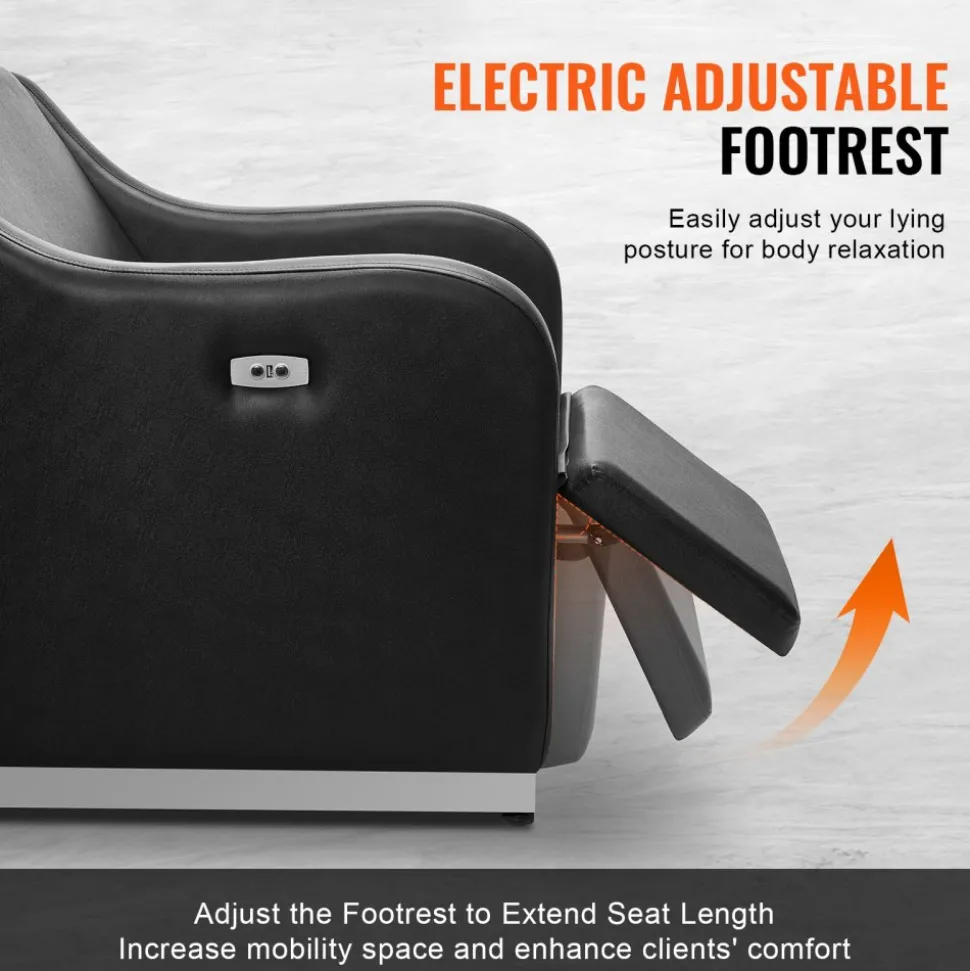 VEVOR Shampoo Backwash Chair, 661.4LBS Loading Barbershop Hair Washing Station with Electric Adjustable Footrest & Ceramic Bowl, Backwash Salon Shampoo Chair, Beauty Spa Hairdressing Massage Equipment