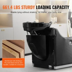 VEVOR Shampoo Backwash Chair, 661.4LBS Loading Barbershop Hair Washing Station with Electric Adjustable Footrest & Ceramic Bowl, Backwash Salon Shampoo Chair, Beauty Spa Hairdressing Massage Equipment