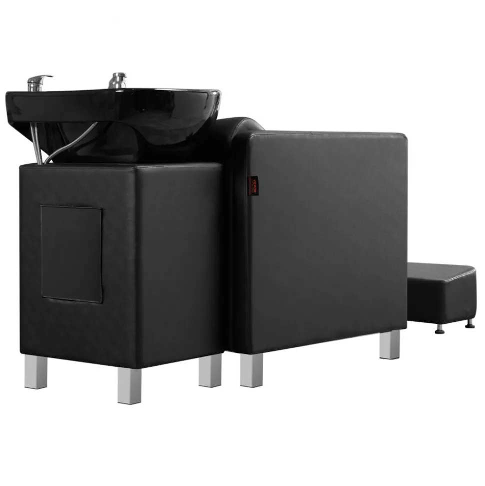 VEVOR Shampoo Backwash Chair, 661.4LBS Loading Salon & Spa Hair Washing Station, Backwash Barber Shampoo Bowl and Chair, Beauty Spa Massage Hairdressing Equipment with Wide Footrest and Ceramic Bowl