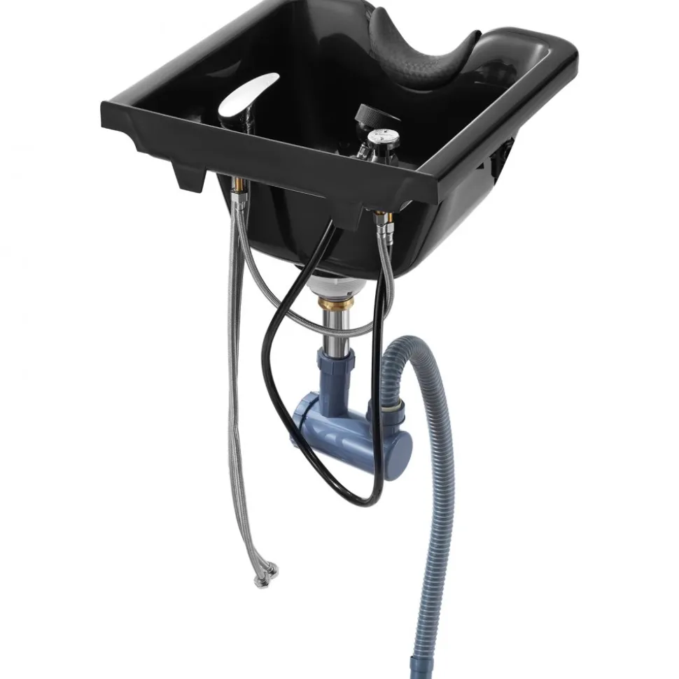 VEVOR Shampoo Bowl, ABS Plastic Shampoo Sink for Salons and Home, Easy to Clean and Install Salon Shampoo Bowls for Hair Stylists, Shampoo Sink for Spa Center, Barbershop and Beauty Salon Use, Black