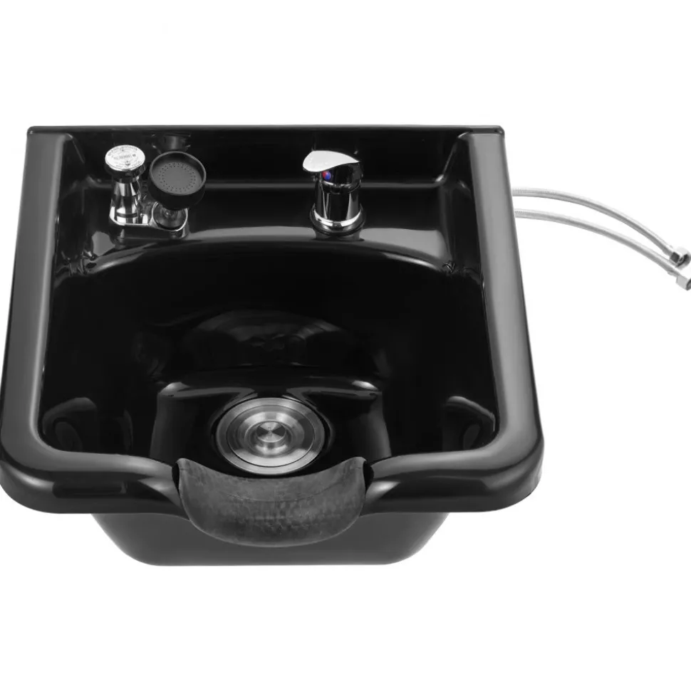 VEVOR Shampoo Bowl, ABS Plastic Shampoo Sink for Salons and Home, Easy to Clean and Install Salon Shampoo Bowls for Hair Stylists, Shampoo Sink for Spa Center, Barbershop and Beauty Salon Use, Black