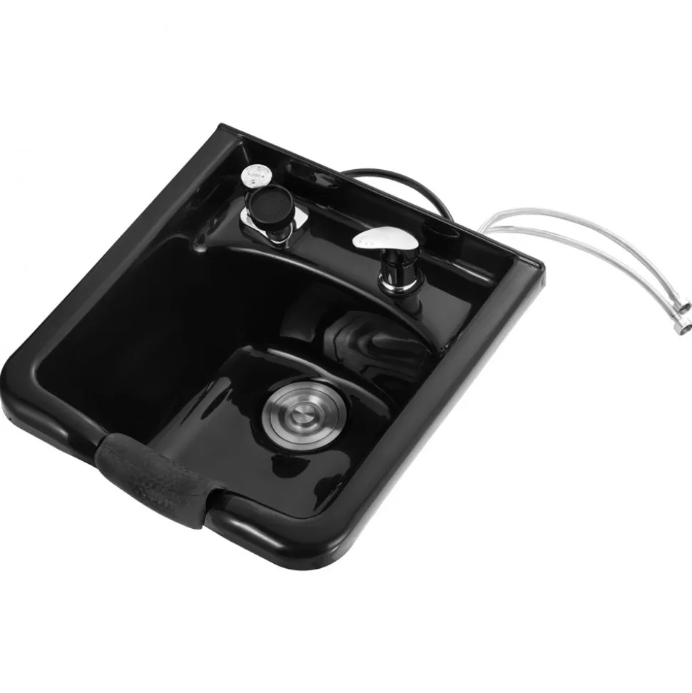 VEVOR Shampoo Bowl, ABS Plastic Shampoo Sink for Salons and Home, Easy to Clean and Install Salon Shampoo Bowls for Hair Stylists, Shampoo Sink for Spa Center, Barbershop and Beauty Salon Use, Black
