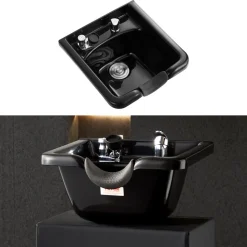 VEVOR Shampoo Bowl, ABS Plastic Shampoo Sink for Salons and Home, Easy to Clean and Install Salon Shampoo Bowls for Hair Stylists, Shampoo Sink for Spa Center, Barbershop and Beauty Salon Use, Black