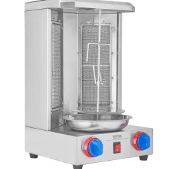 VEVOR Shawarma Grill Machine, 13 lbs Capacity, Chicken Shawarma Cooker Machine with 2 Burners, Gas Vertical Broiler Gyro Rotisserie Oven Doner Kebab Machine, for Home Restaurant Kitchen Parties