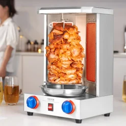VEVOR Shawarma Grill Machine, 13 lbs Capacity, Chicken Shawarma Cooker Machine with 2 Burners, Gas Vertical Broiler Gyro Rotisserie Oven Doner Kebab Machine, for Home Restaurant Kitchen Parties