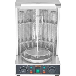VEVOR Shawarma Grill Machine, 13lbs Capacity, Chicken Shawarma Cooker Machine with 2 Burners, 122℉-572℉ Electric Vertical Broiler Gyro Rotisserie Oven Doner Kebab Machine for Home/Commercial Use