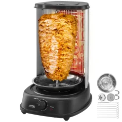 VEVOR Shawarma Grill Machine, Vertical Chicken Shawarma Cooker Machine Countertop, Electric Stainless Steel Broiler Gyro Rotisserie Oven Doner Kebab Machine, for Home Restaurant Kitchen Parties