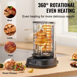 VEVOR Shawarma Grill Machine, Vertical Chicken Shawarma Cooker Machine Countertop, Electric Stainless Steel Broiler Gyro Rotisserie Oven Doner Kebab Machine, for Home Restaurant Kitchen Parties