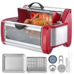 VEVOR Shawarma Grill Machine, Chicken Shawarma Cooker Machine Countertop, Electric Stainless Steel Broiler Gyro Rotisserie Oven Doner Kebab Machine, for Home Restaurant Kitchen Parties