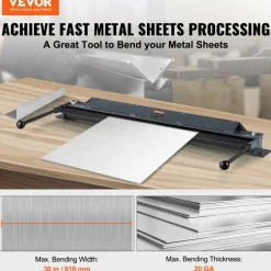 VEVOR Sheet Metal Brake 36-Inch Sheet Metal Bending Brake Bender 0-130° Portable, 20 Gauge Low Carbon Steel 14 Gauge Aluminum Capacity, Adjustable Angle, Extended Handle, Furnace Pipeline Systems