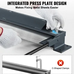 VEVOR Sheet Metal Brake 36-Inch Sheet Metal Bending Brake Bender 0-130° Portable, 20 Gauge Low Carbon Steel 14 Gauge Aluminum Capacity, Adjustable Angle, Extended Handle, Furnace Pipeline Systems