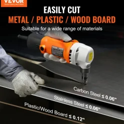 VEVOR Sheet Metal Nibbler, 550W Powerful 2200 RPM High Speed, 360 Degree Rotation Electric Nibbler Metal Cutter, Straight Curve and Circle Cutting for Stainless Steel, Aluminum, Plastic, Wood Board