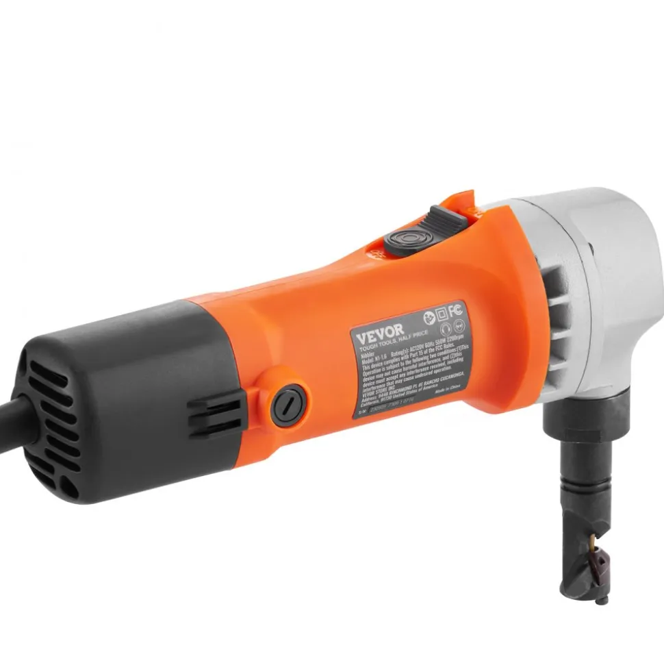 VEVOR Sheet Metal Nibbler, 550W Powerful 2200 RPM High Speed, 360 Degree Rotation Electric Nibbler Metal Cutter, Straight Curve and Circle Cutting for Stainless Steel, Aluminum, Plastic, Wood Board