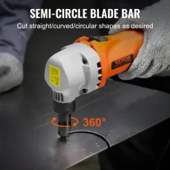 VEVOR Sheet Metal Nibbler, 550W Powerful 2200 RPM High Speed, 360 Degree Rotation Electric Nibbler Metal Cutter, Straight Curve and Circle Cutting for Stainless Steel, Aluminum, Plastic, Wood Board