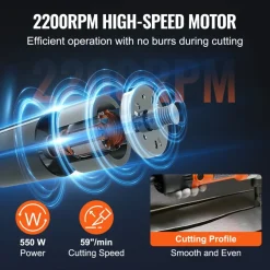 VEVOR Sheet Metal Nibbler, 550W Powerful 2200 RPM High Speed, 360 Degree Rotation Electric Nibbler Metal Cutter, Straight Curve and Circle Cutting for Stainless Steel, Aluminum, Plastic, Wood Board