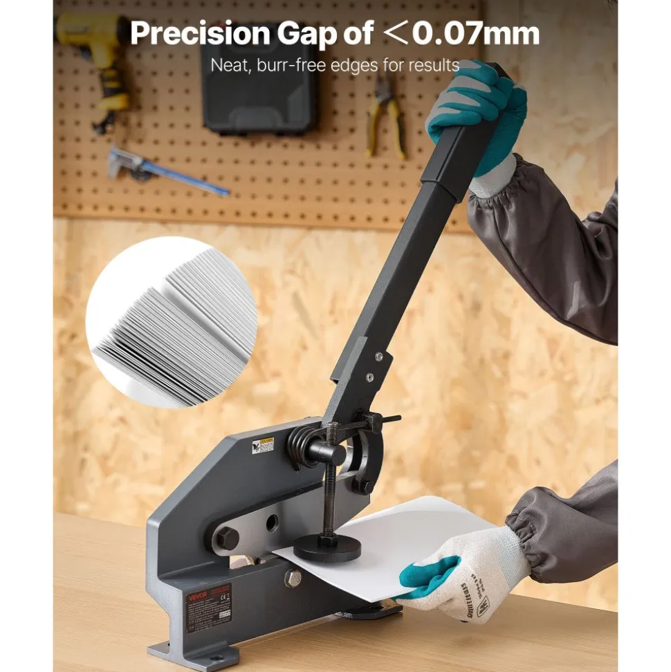 VEVOR Sheet Metal Shear, 6 in Manual Hand Plate Shear, Heavy Duty Mounting Type Sheet Cutter with Solid Steel Frame, High Precision, Extended Handle for Cutting Steel, Copper, Rebar, and Aluminum
