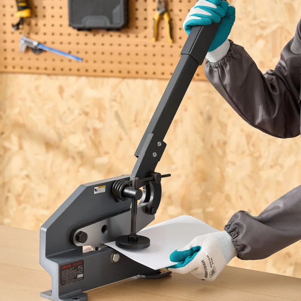VEVOR Sheet Metal Shear, 6 in Manual Hand Plate Shear, Heavy Duty Mounting Type Sheet Cutter with Solid Steel Frame, High Precision, Extended Handle for Cutting Steel, Copper, Rebar, and Aluminum
