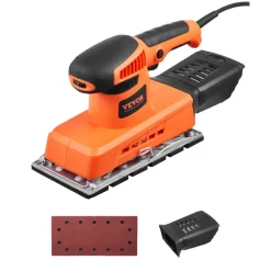 VEVOR Sheet Sander, 1/2 Sheet 2.5A Electric Sander for Woodworking, Max. 12000RPM Variable Speed Sheet Finishing Sander with Sandpaper and Dust Box for Wood Polishing Sanding
