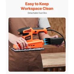 VEVOR Sheet Sander, 1/2 Sheet 2.5A Electric Sander for Woodworking, Max. 12000RPM Variable Speed Sheet Finishing Sander with Sandpaper and Dust Box for Wood Polishing Sanding