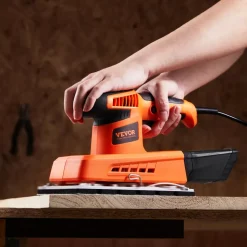 VEVOR Sheet Sander, 1/2 Sheet 2.5A Electric Sander for Woodworking, Max. 12000RPM Variable Speed Sheet Finishing Sander with Sandpaper and Dust Box for Wood Polishing Sanding