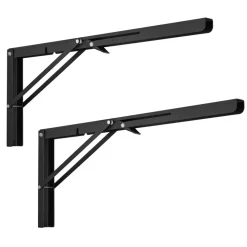 VEVOR Shelf Bracket Foldable, 24” L 2 Pcs , Heavy Duty Floating Shelf Brackets, Brackets for Shelves, 5mm Thick Matte Black L Shelf Bracket,Steel Shelving Brackets with 300 lbs Load Capacity