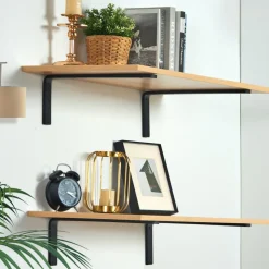 VEVOR Shelf Bracket, Heavy Duty Floating Shelf Brackets 10 x 6 in, 4 Pcs Brackets for Shelves, 5mm Thick Matte Black L Shelf Bracket,Steel Shelving Brackets with 160 lbs Load Capacity